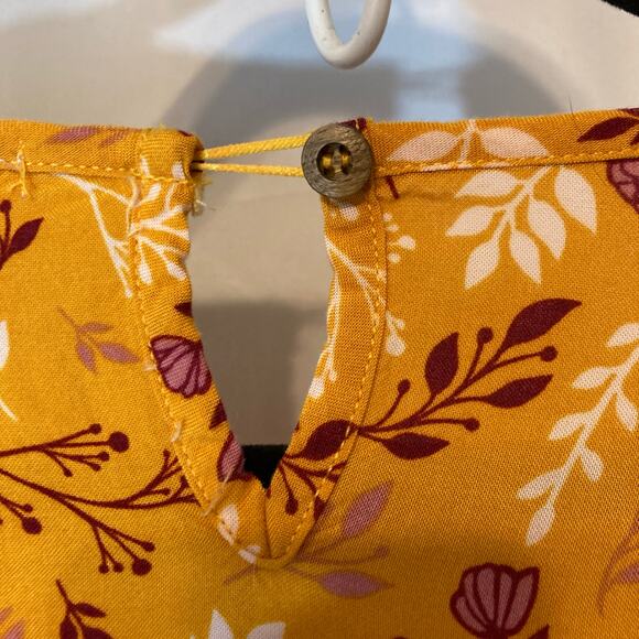 ❤️5/$25 SALE Tahari Girl’s Yellow Orange Floral Long Sleeve Flowy Blouse Top - Picture 8 of 9